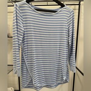 Talbots Light Blue and White Striped Long Sleeve Top